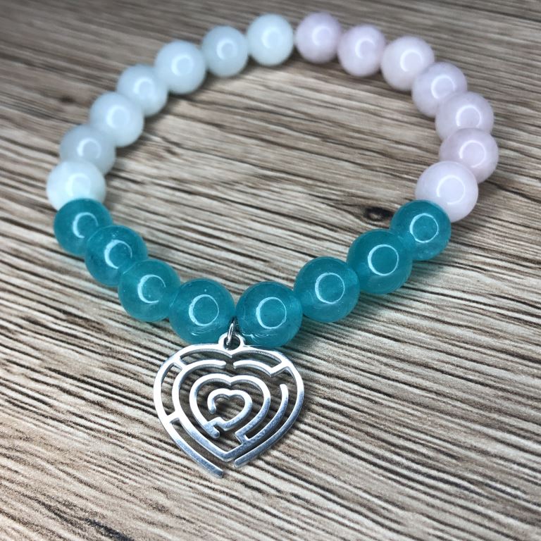 Minerální náramek jadeit, růženín - LABYRINT