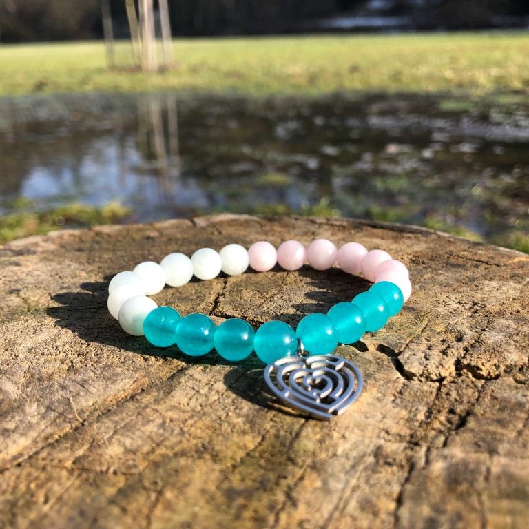 Minerální náramek jadeit, růženín - LABYRINT