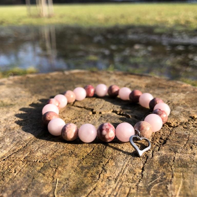 Minerální náramek růženín, jaspis - NĚHA
