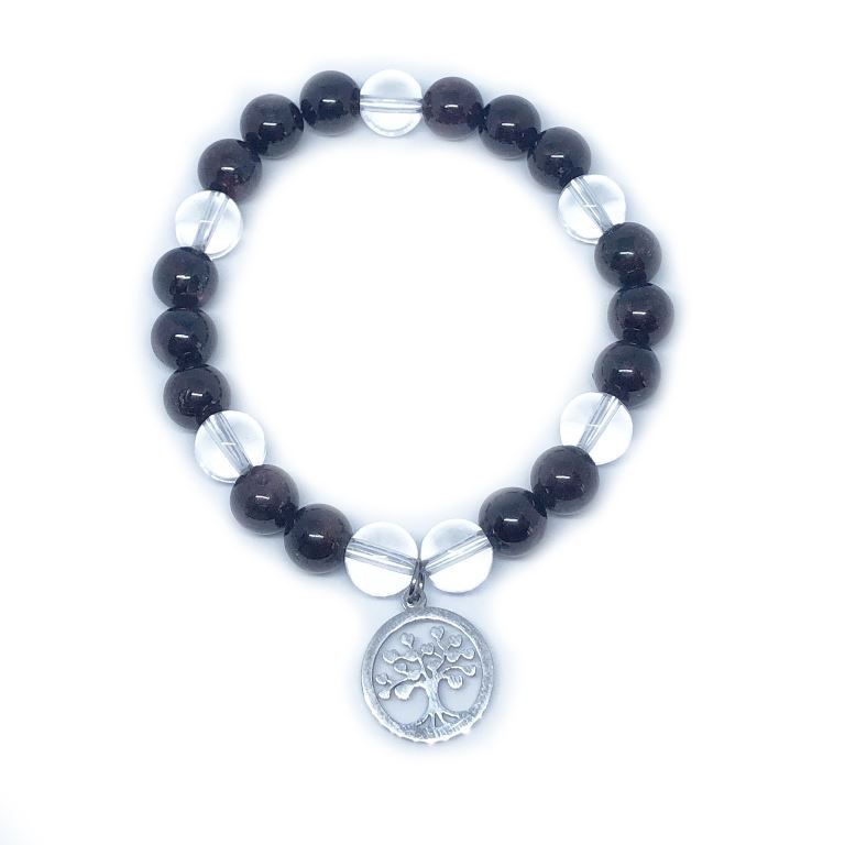 Minerální náramek granát, křišťál - SPOJENÍ