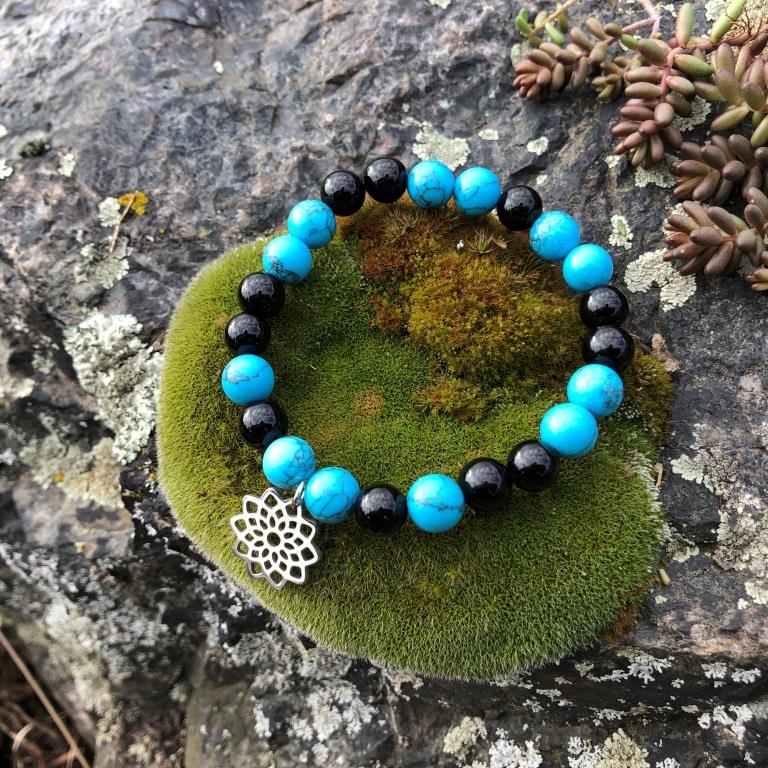 Minerální náramek tyrkys, onyx - MAGIE