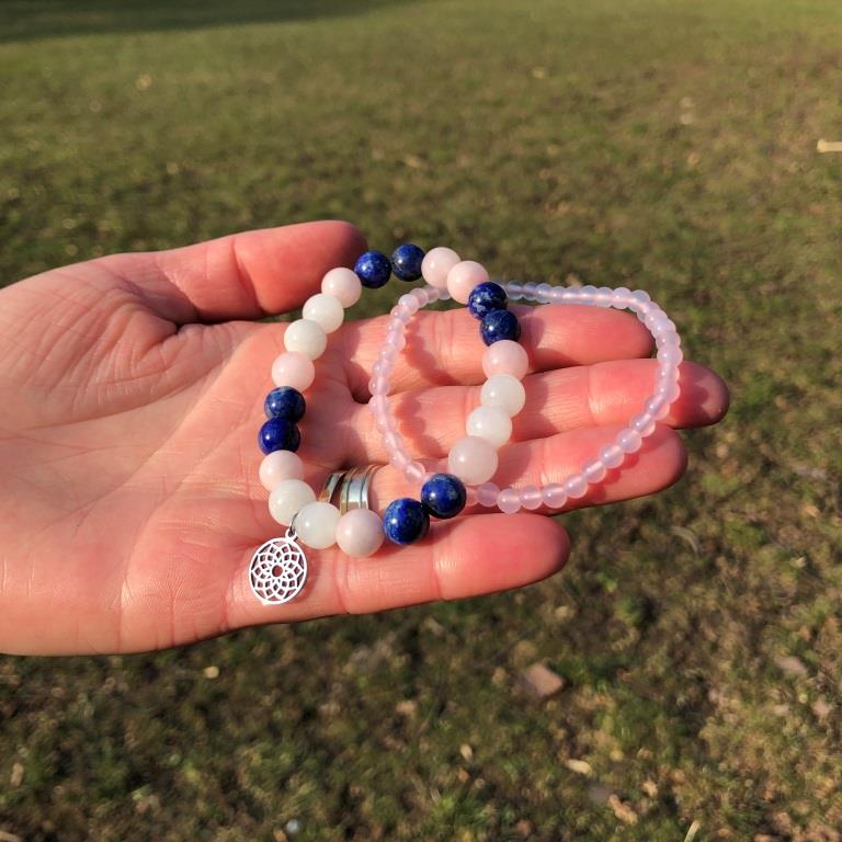 Minerální náramky lapis lazuli, růženín, jadeit - JEZERO DUO