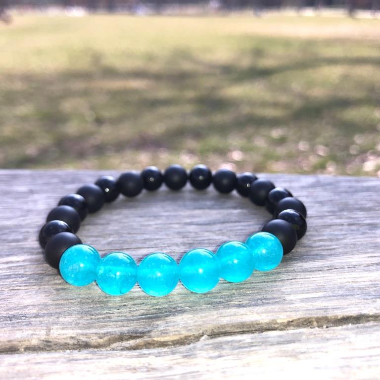 Minerální náramek jadeit, onyx - ODVAHA