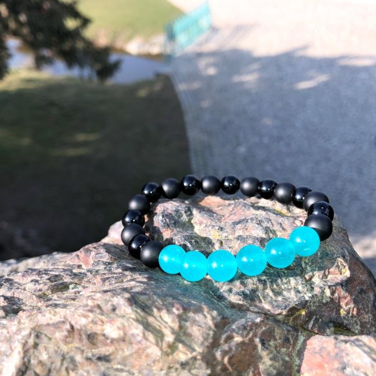 Minerální náramek jadeit, onyx - ODVAHA