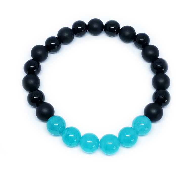 Minerální náramek jadeit, onyx - ODVAHA