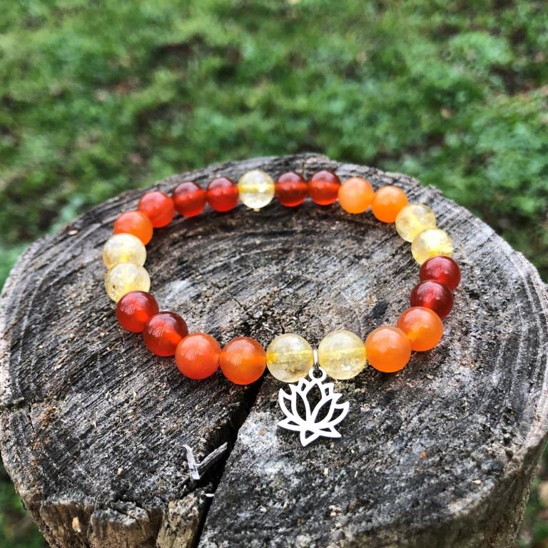 Minerální náramek citrín, karneol - OHNIVÝ KVĚT