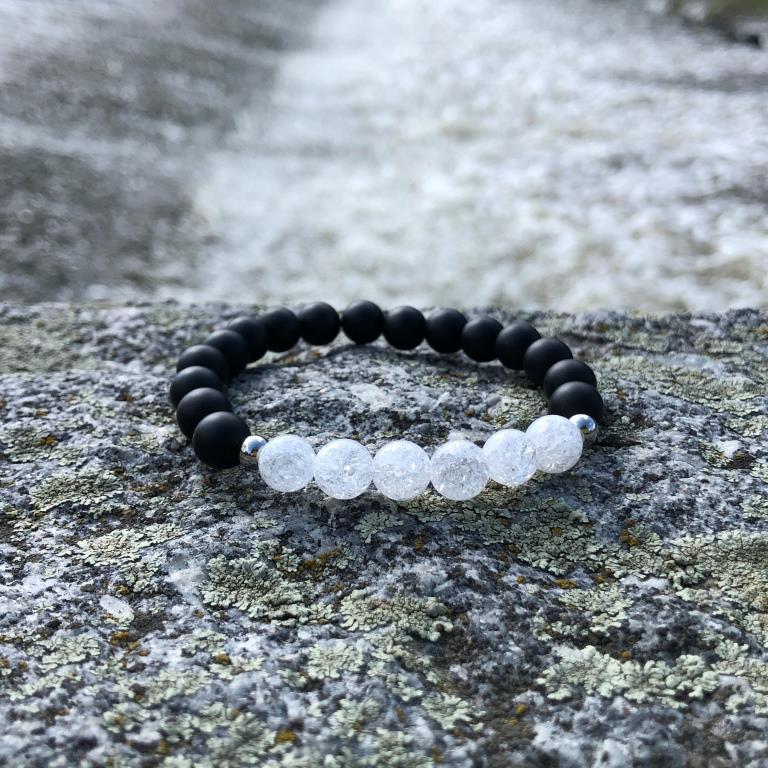 Minerální náramek křišťál, onyx - NOBLESA