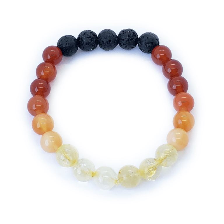 Minerální náramek karneol, citrín, lávový kámen - PLAMEN