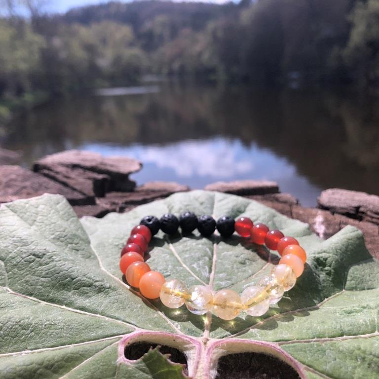 Minerální náramek karneol, citrín, lávový kámen - PLAMEN