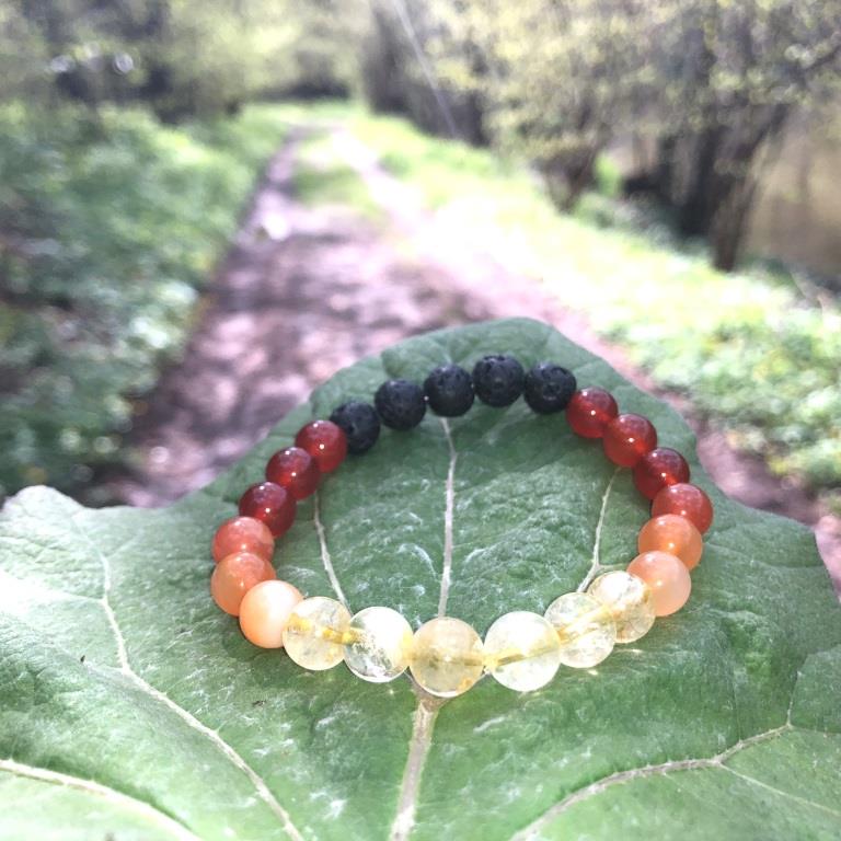 Minerální náramek karneol, citrín, lávový kámen - PLAMEN