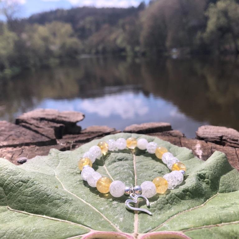 Minerální náramek citrín, křišťál - KOPRETINA (stříbro Ag925)