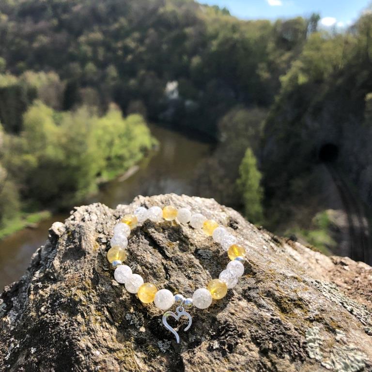 Minerální náramek citrín, křišťál - KOPRETINA (stříbro Ag925)