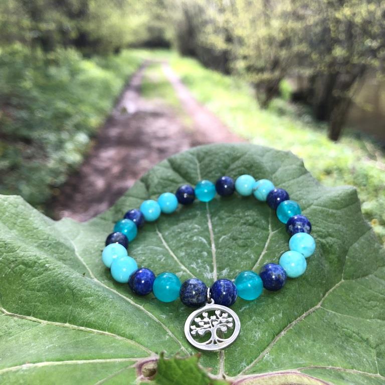 Minerální náramek lapis lazuli, jadiet, tyrkys - VODA