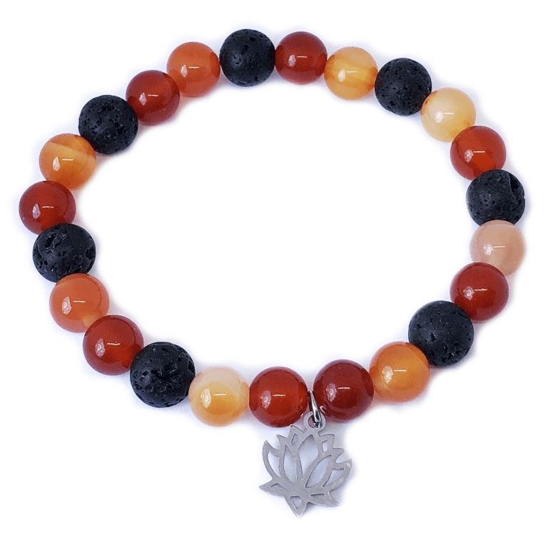 Minerální náramek karneol, lávový kámen - MAGMA