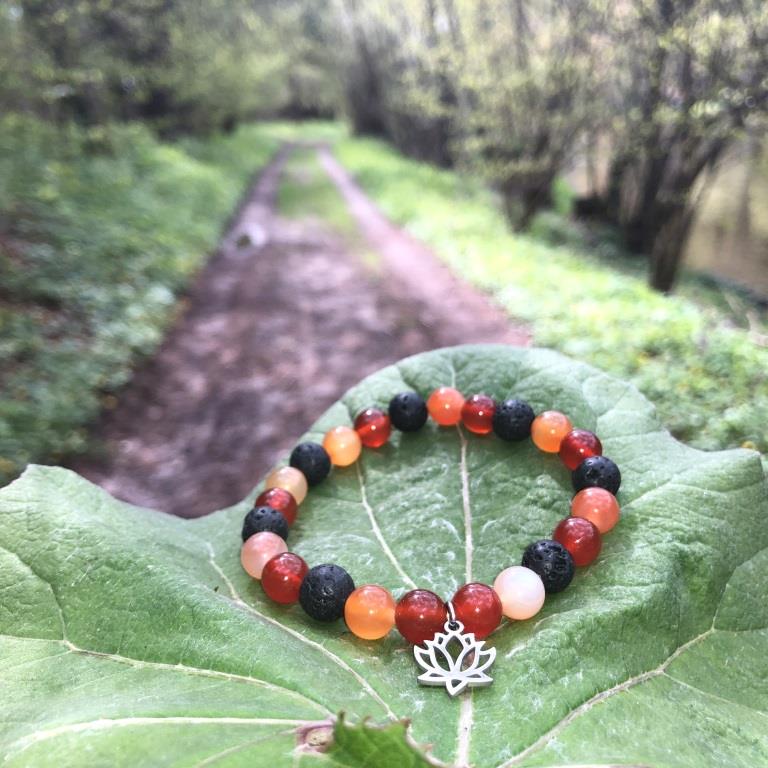 Minerální náramek karneol, lávový kámen - MAGMA