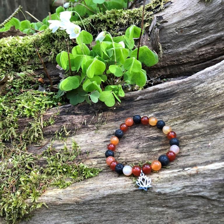 Minerální náramek karneol, lávový kámen - MAGMA