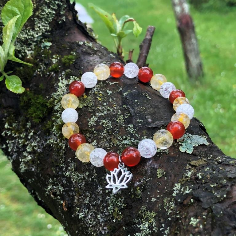 Minerální náramek citrín, karneol, křišťál - TULIPÁN