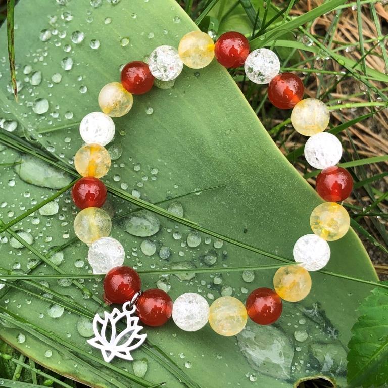 Minerální náramek citrín, karneol, křišťál - TULIPÁN