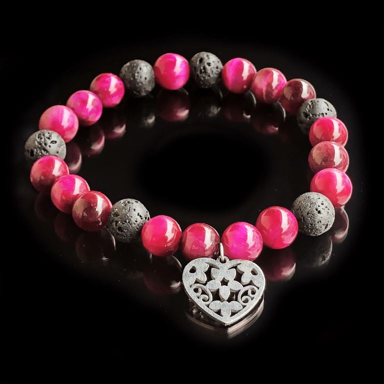 Minerální náramek tygří oko, lávový kámen - ŠEŘÍK