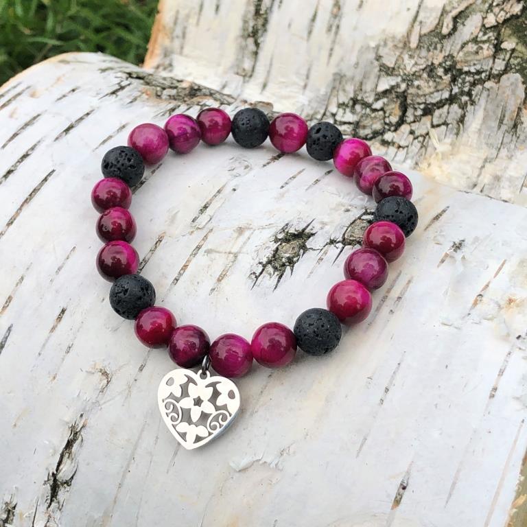 Minerální náramek tygří oko, lávový kámen - ŠEŘÍK