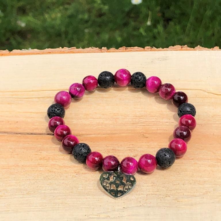 Minerální náramek tygří oko, lávový kámen - ŠEŘÍK