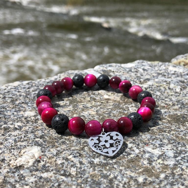 Minerální náramek tygří oko, lávový kámen - ŠEŘÍK