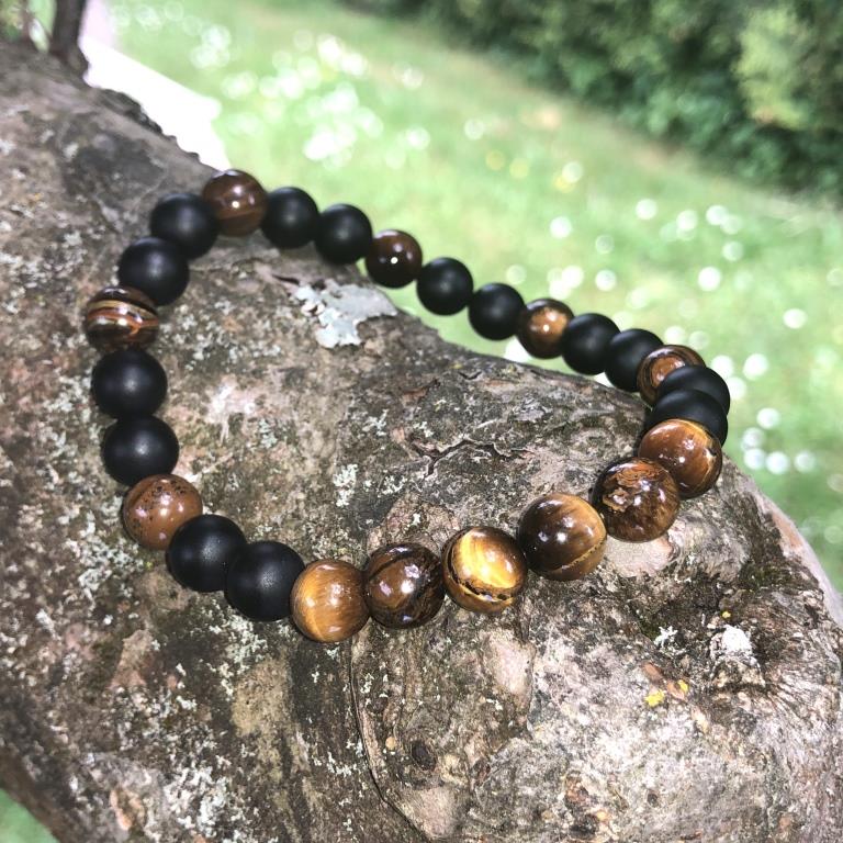 Minerální náramek tygří oko, onyx - ČAROVNÝ