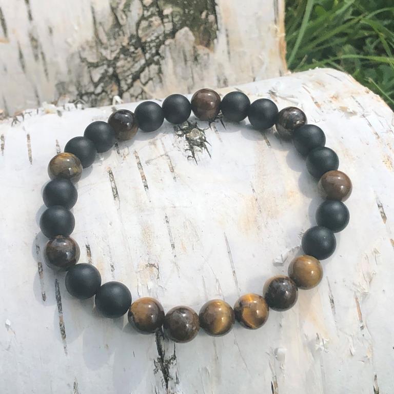 Minerální náramek tygří oko, onyx - ČAROVNÝ