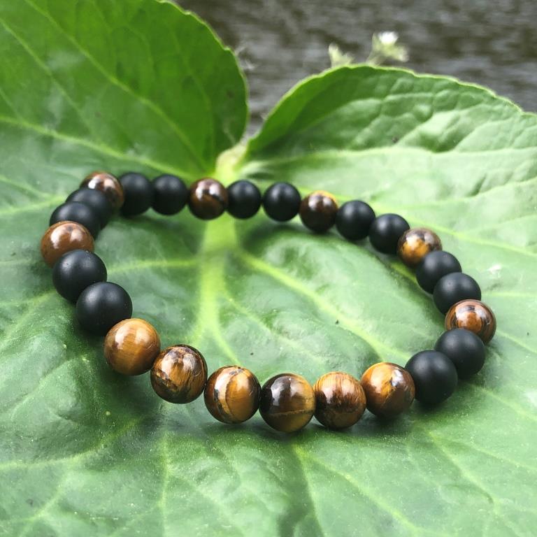 Minerální náramek tygří oko, onyx - ČAROVNÝ