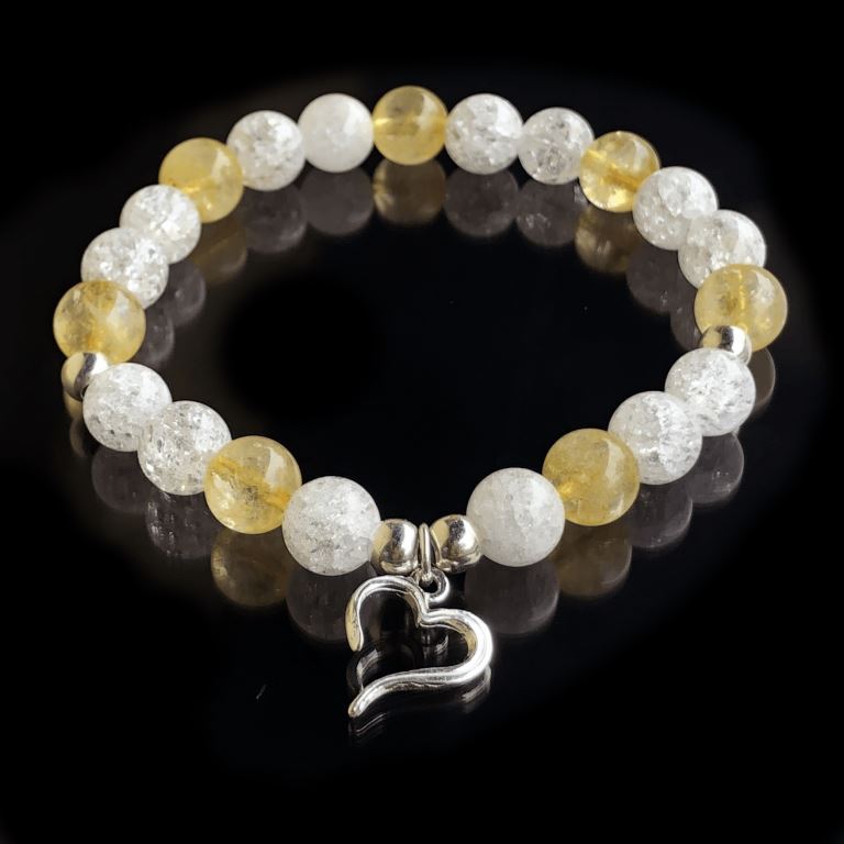 Minerální náramek citrín, křišťál - KOPRETINA (stříbro Ag925)