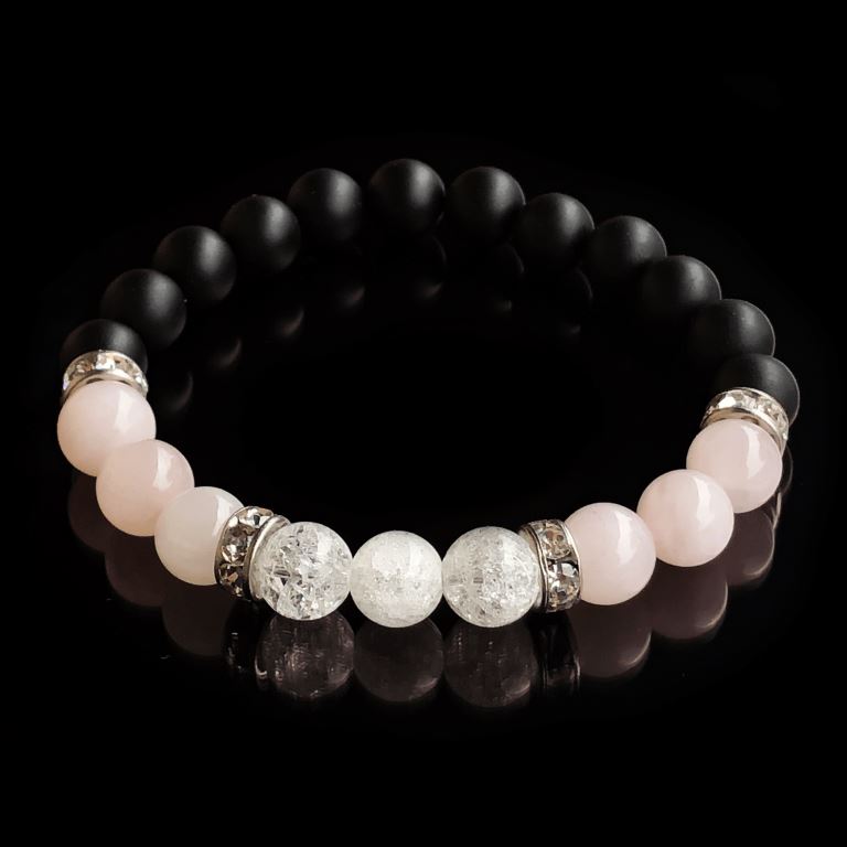 Minerální náramek křišťál, růženín, onyx - DOTEK