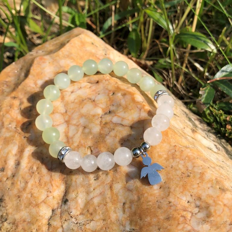 Minerální náramek křišťál, jadeit - VÁNEK