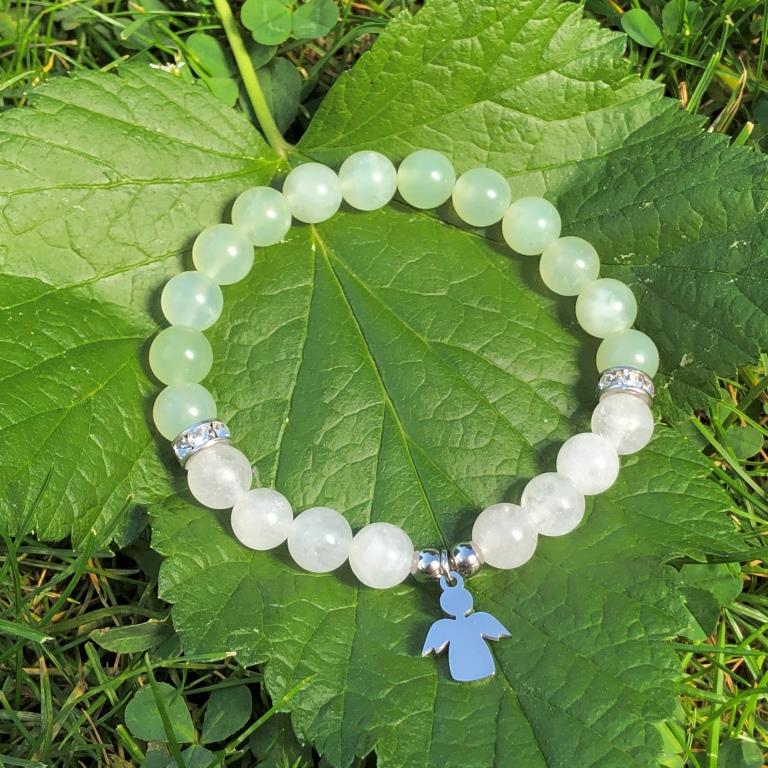 Minerální náramek křišťál, jadeit - VÁNEK