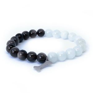 Minerální náramek obsidián, jadeit - KOSTIČKA