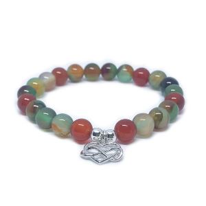 Minerální náramek achát, karneol - DRAGON (stříbro Ag925)