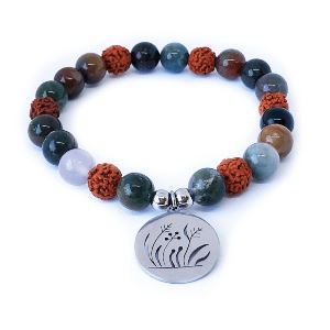 Minerální náramek achát, rudraksha - BŘEH