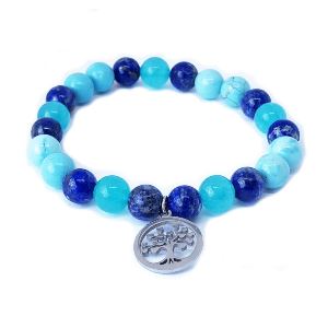 Minerální náramek lapis lazuli, jadiet, tyrkys - VODA