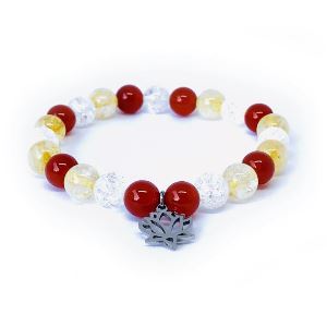 Minerální náramek citrín, karneol, křišťál - TULIPÁN