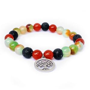 Minerální náramek achát, karneol, lávový kámen - AMAZONKA