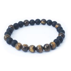 Minerální náramek tygří oko, onyx - ČAROVNÝ