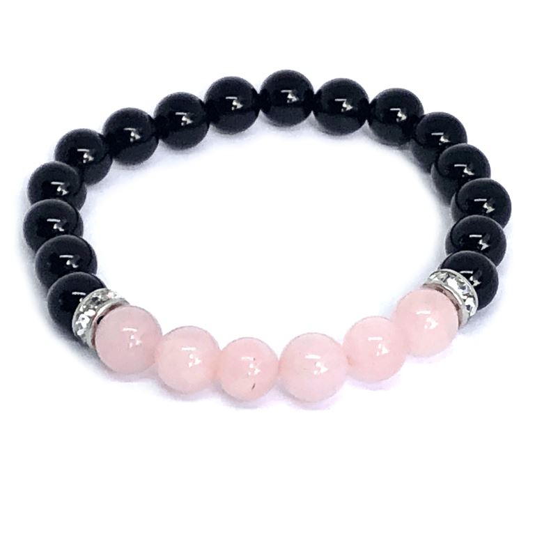 Minerální náramek onyx, růženín - ELEGANCE