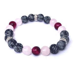 Minerální náramek obsidián, růženín, tygří oko - OSOBNOST