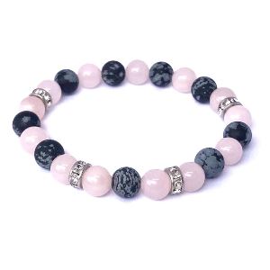 Minerální náramek obsidián, růženín - PŘITAŽLIVOST