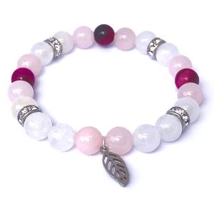 Minerální náramek růženín, křišťál, tygří oko - POHLAZENÍ