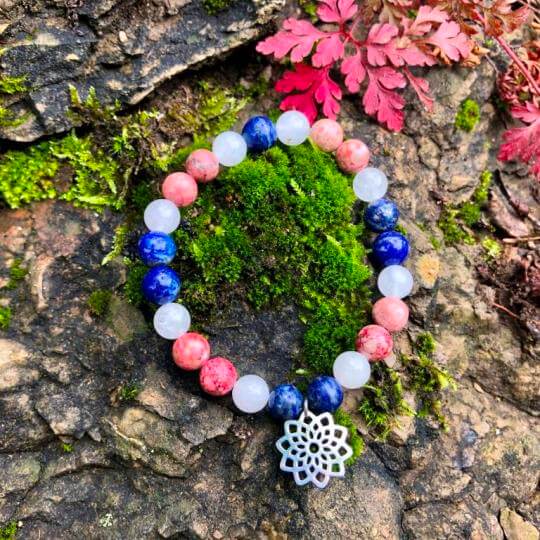 Minerální náramek jaspis, křišťál, lapis lazuli - POTĚŠENÍ