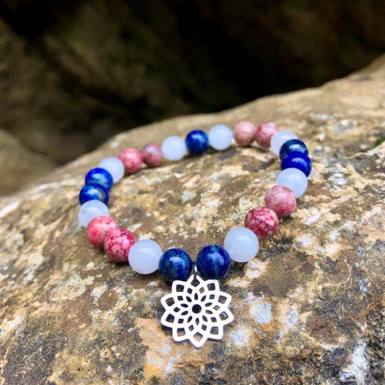 Minerální náramek jaspis, křišťál, lapis lazuli - POTĚŠENÍ