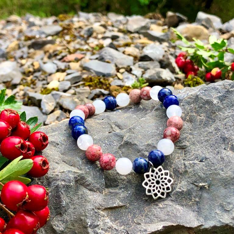 Minerální náramek jaspis, křišťál, lapis lazuli - POTĚŠENÍ