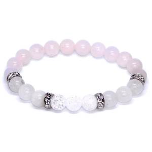 Minerální náramek křišťál, růženín - JASMÍN