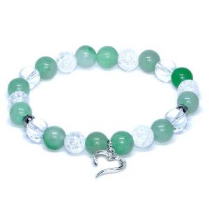 Minerální náramek avanturín, křišťál - SNĚŽENKA (stříbro Ag925)