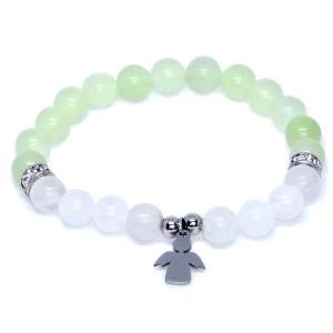 Minerální náramek křišťál, jadeit - VÁNEK